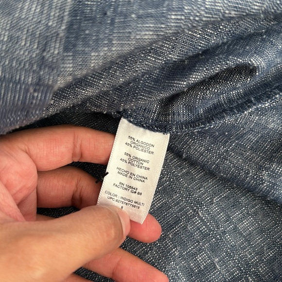 Derek Lam Chambray Mini Dress Size 8 Blue Button Down Square Neck Sleeveless - Picture 6 of 11